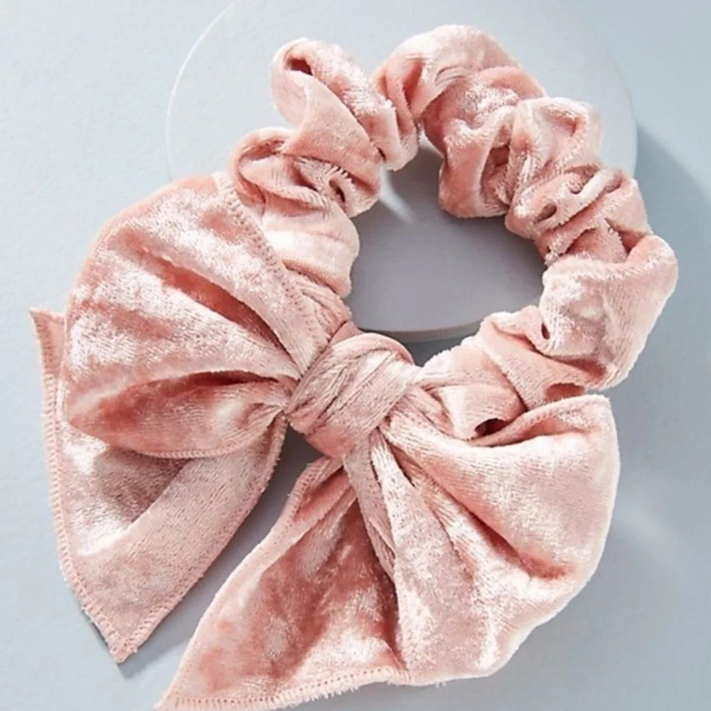 Anthropologie Pink Velvet Scrunchie